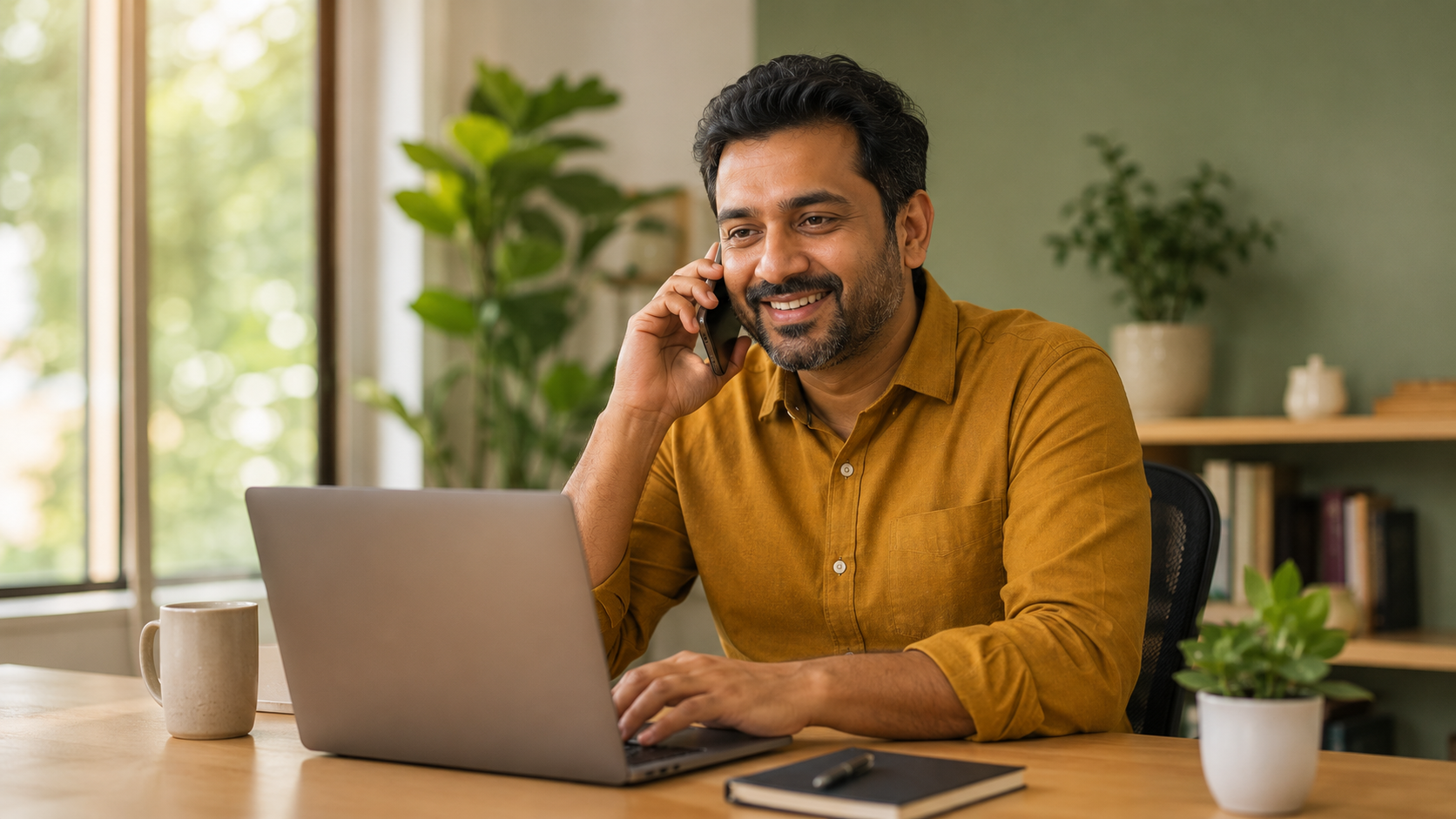 Person on a phone call getting in touch with NGOHub support