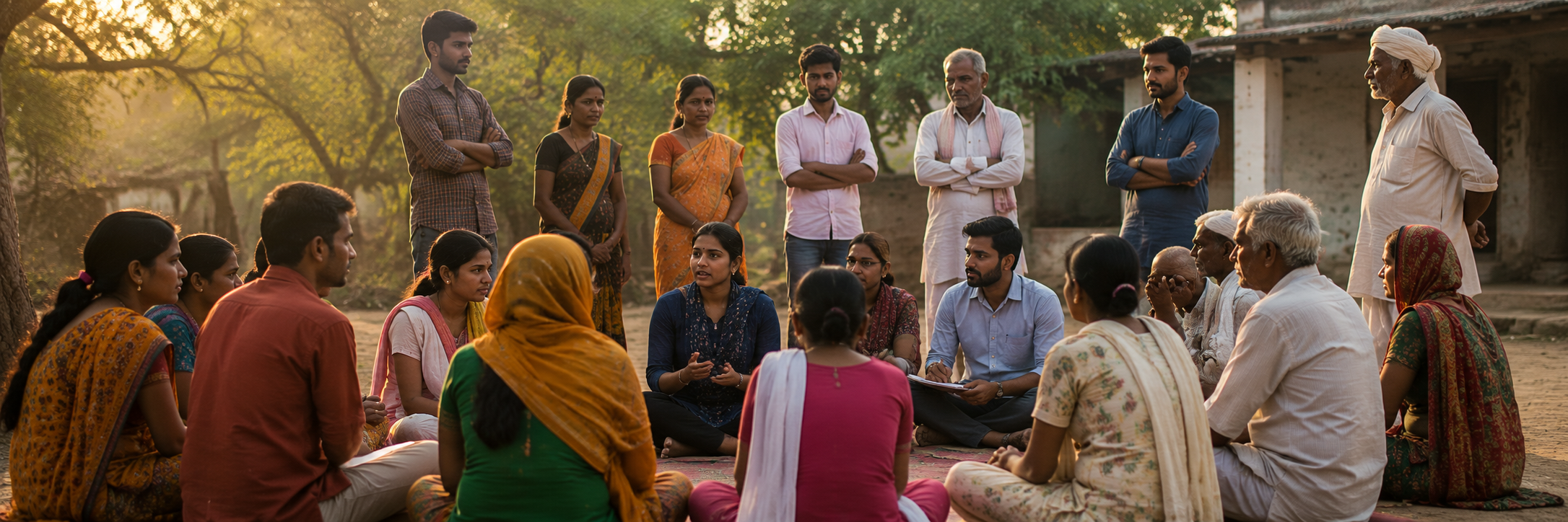 A group of people from an Indian community gathered together — representing the grassroots organisations NGOHub is built to support